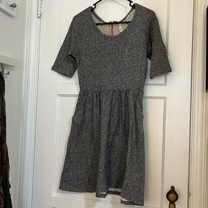 Comfy grey sweatshirt dress.